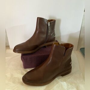 FRANCO SARTO (7) BROWN LEATHER ANKLE BOOT WITH SIDE ZIP PREOWNED